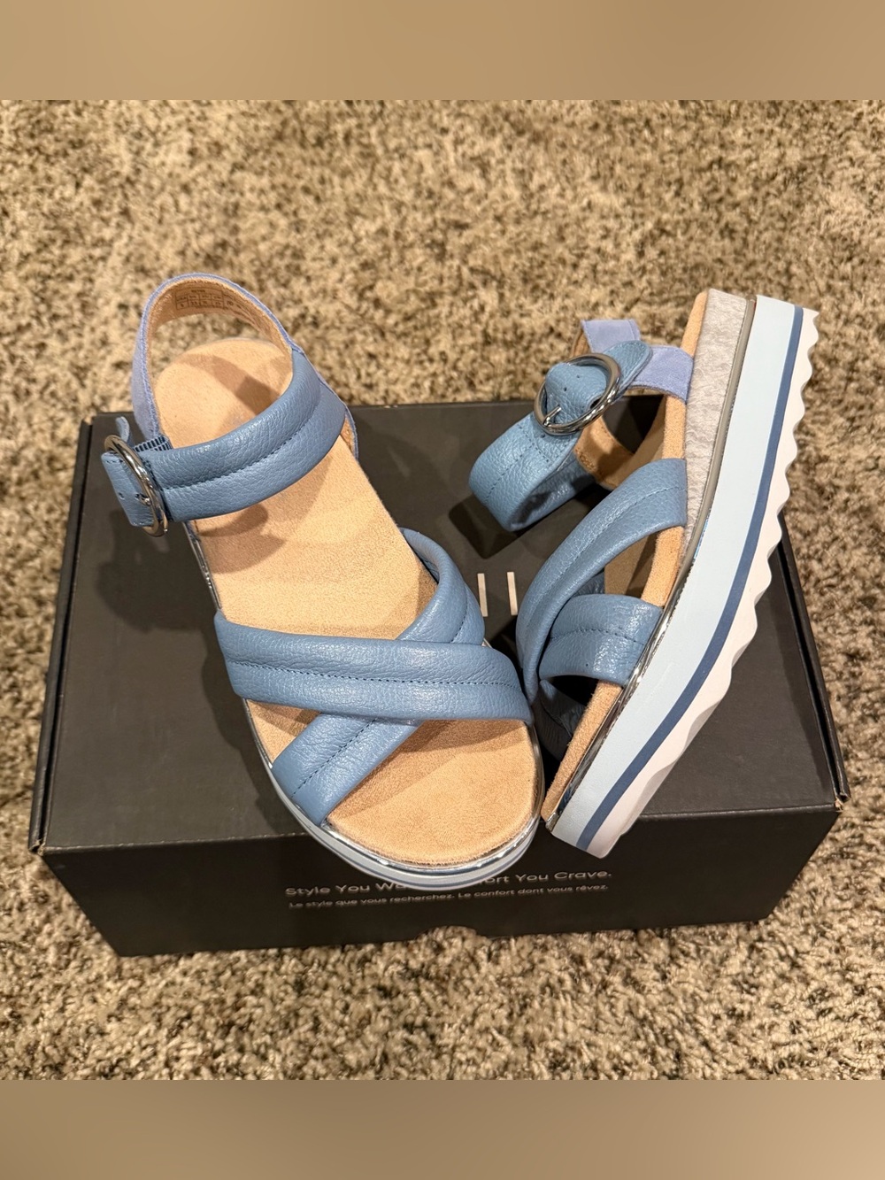 Vionic Reyna Blue Strappy Platform Sandals